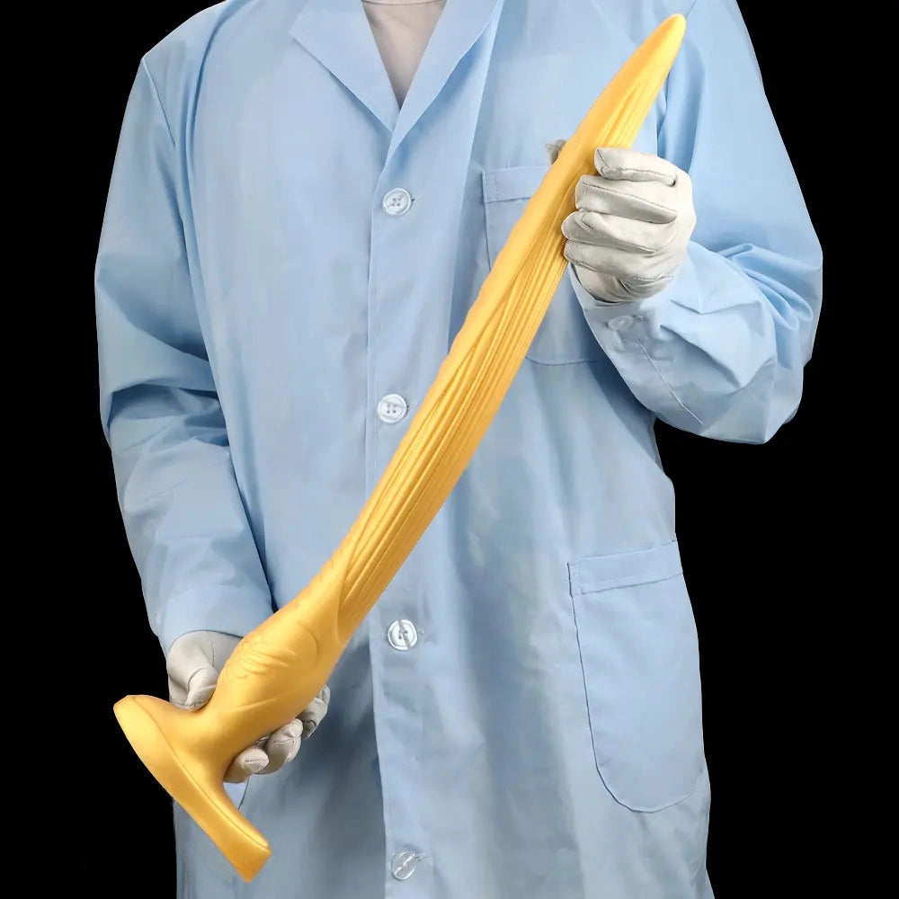 12.2in 16.14in 20.07in Gold Silicone Super Long Anal Dilator Dildo Huge Cock