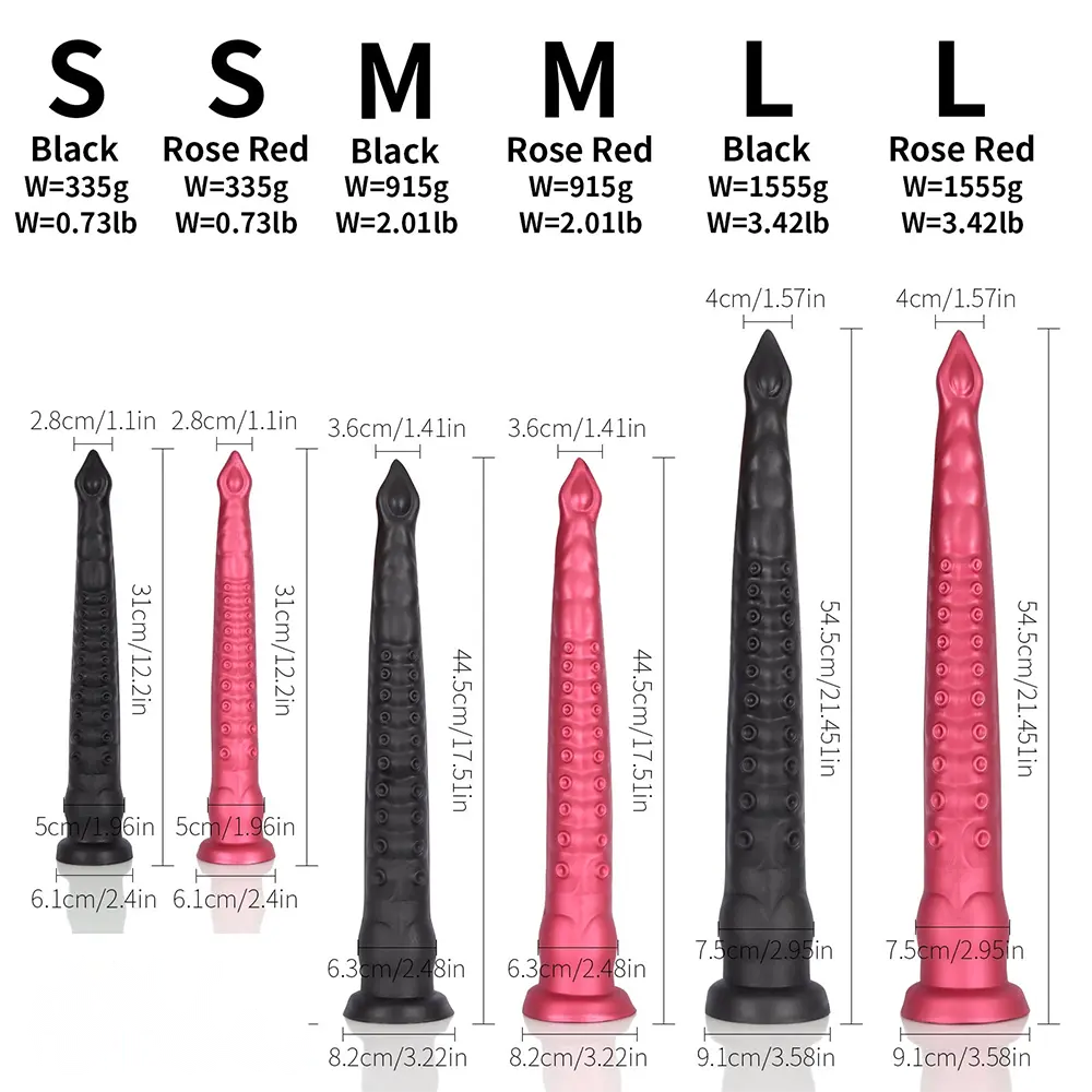 12.2in 17.51in 21.45in Long Tentacle Monster Huge Silicone Dildo