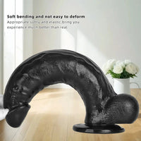 12.2in Big Black PVC Cock Dildo Suction Cup Hand-Free Play Gay Penis