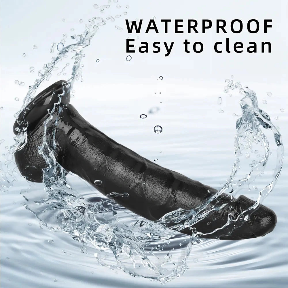 12.2in Big Black PVC Cock Dildo Suction Cup Hand-Free Play Gay Penis