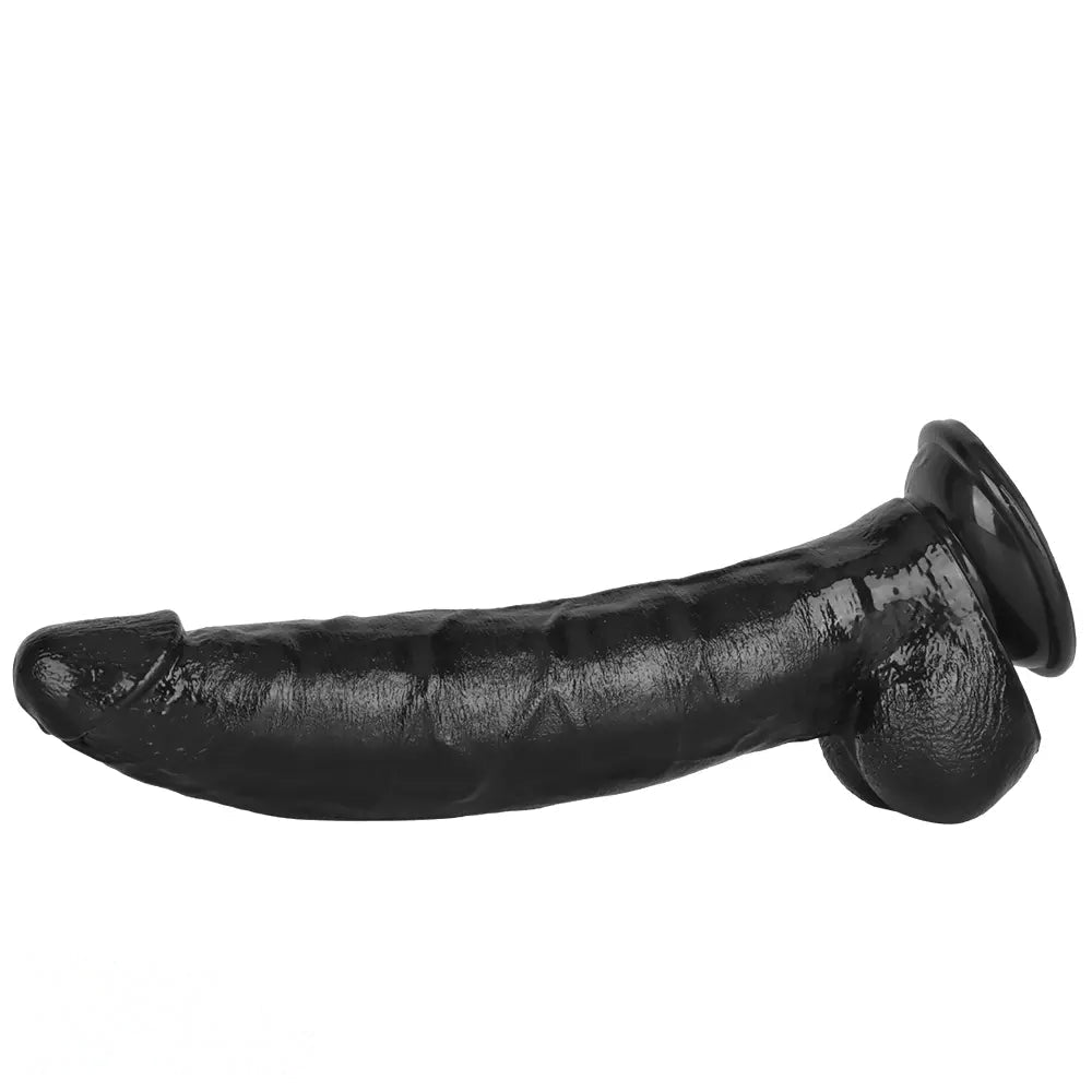 12.2in Big Black PVC Cock Dildo Suction Cup Hand-Free Play Gay Penis