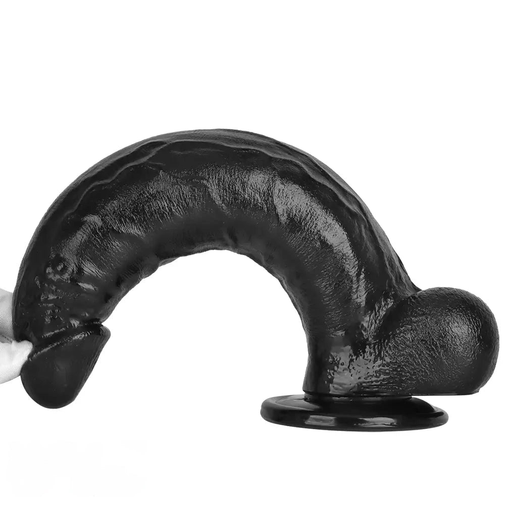 12.2in Big Black PVC Cock Dildo Suction Cup Hand-Free Play Gay Penis