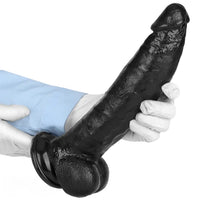 12.2in Big Black PVC Cock Dildo Suction Cup Hand-Free Play Gay Penis