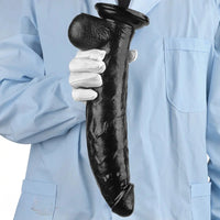 12.2in Big Black PVC Cock Dildo Suction Cup Hand-Free Play Gay Penis