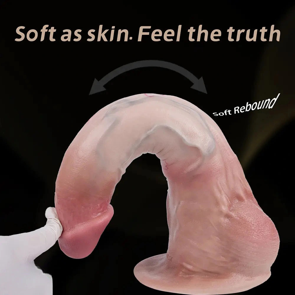 12.2in Dual Density Silicone Soft Big Dildo Lifelike Sex Toy For Women Men