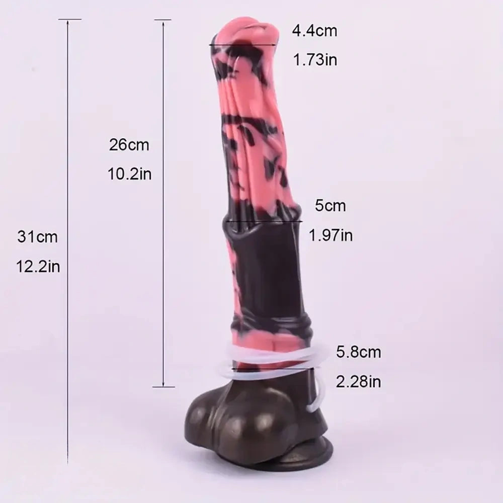 12.2in Genuine Leather Harness Strapon Horse Squirting Silicone Dildo
