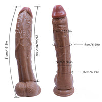 12.2in Long Brown Premium Silicone Dildo With Lifelike Glans Veins