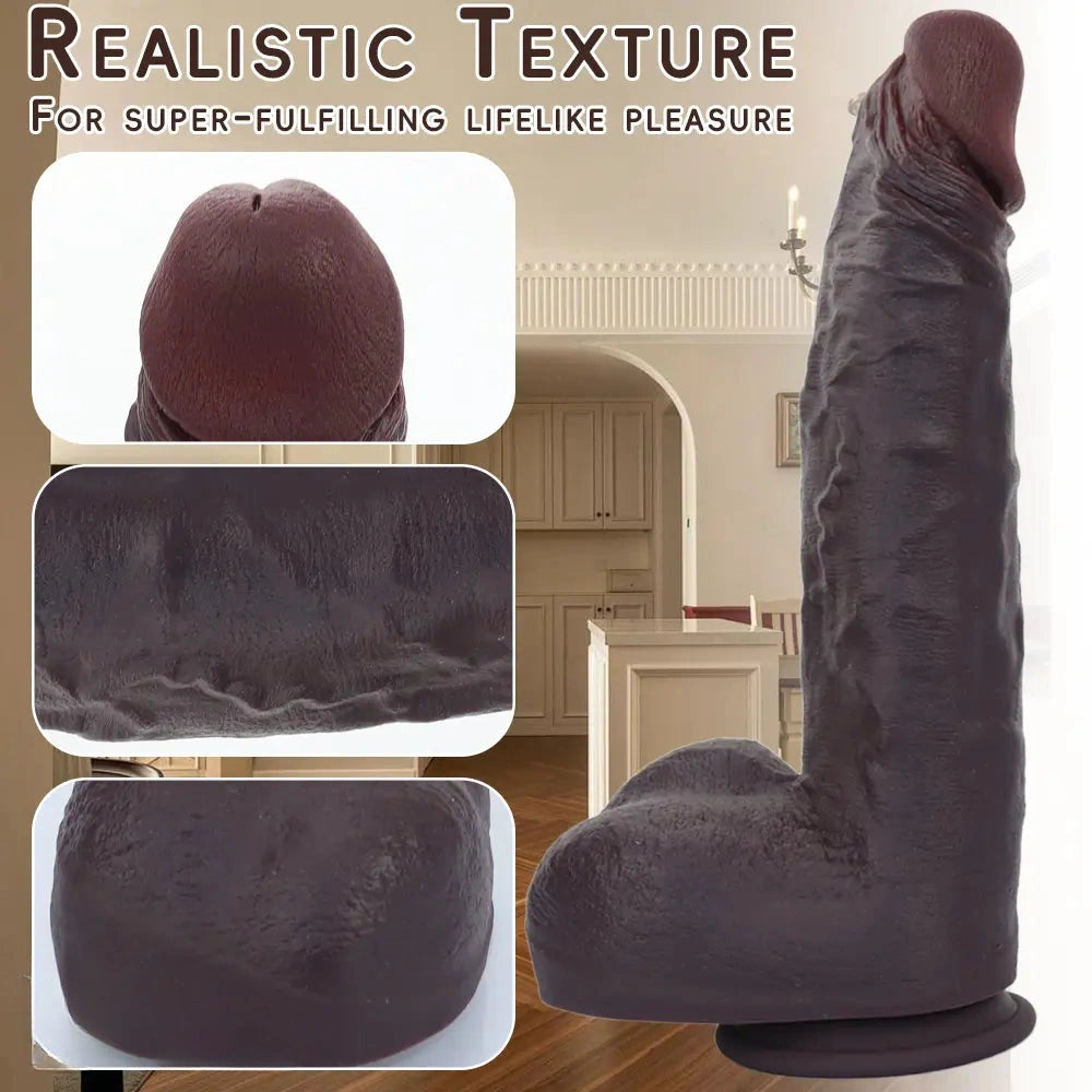 12.2in Real Feeling Skin Silicone Soft Big Dildo For Hands-Free Play Big Cock