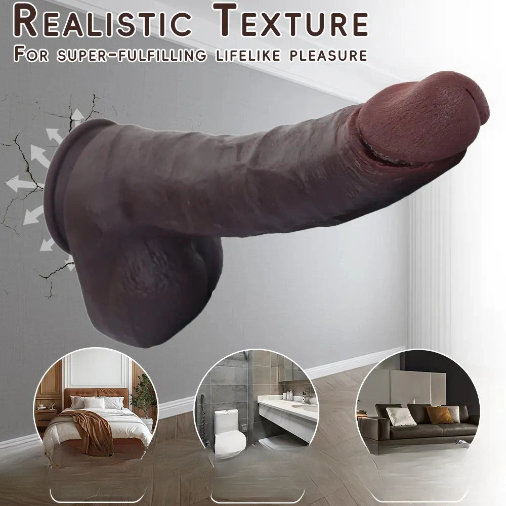 12.2in Real Feeling Skin Silicone Soft Big Dildo For Hands-Free Play Big Cock