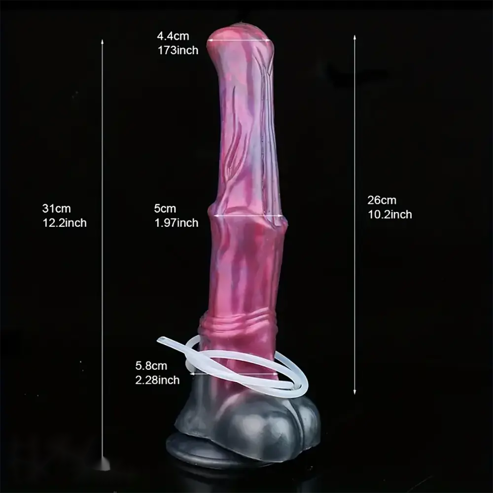 12.2in Silicone Huge Fantasy Purple Horse Squirting Penis Dildo