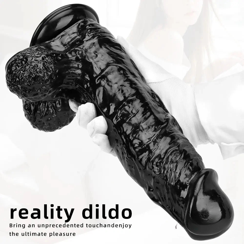 12.2in Super Big Thick Realistic Black Dildo BDSM Sex Toy For Anal Sex
