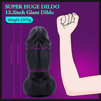 12.2in Super Thick Huge Black Rooster Penis Dildo With Suction Cup Anal Toy
