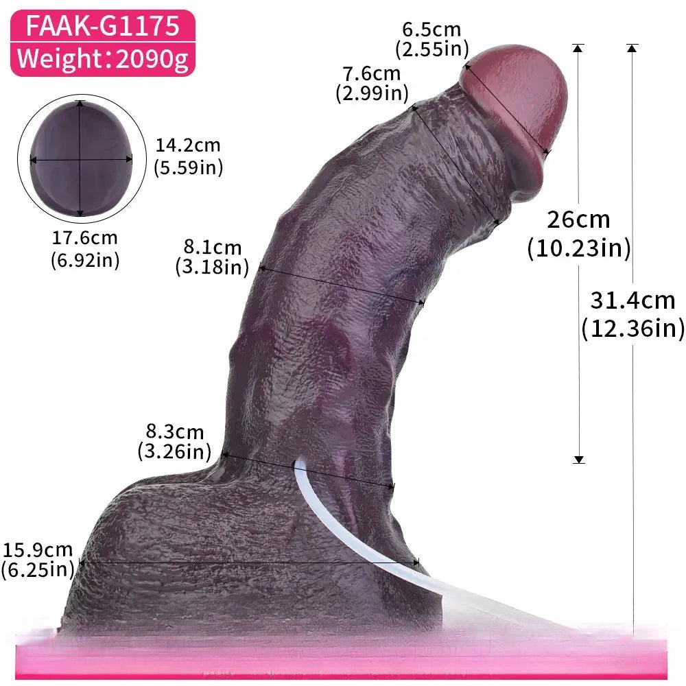12.36in Dual Density Ejaculating Big Real Dildo For Vaginal and G-Spot Penis
