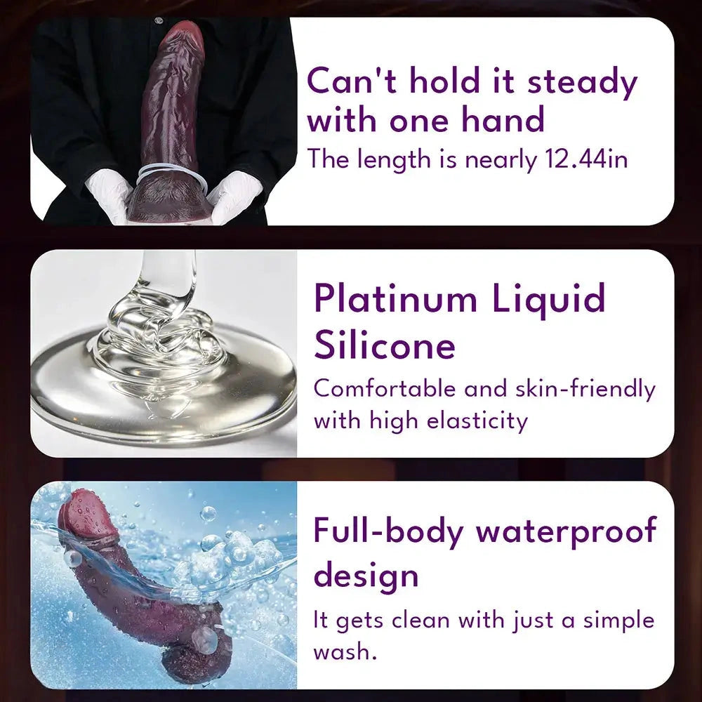 12.44in Dual Density Ejaculating Big Real Dildo Realistic Wide Penis Cock