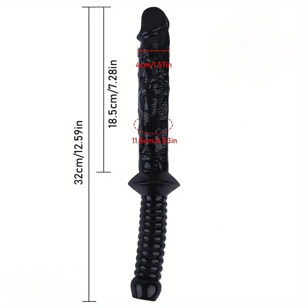 12.59in Extra Large Dual-Headed Handheld Solid Color Realistic Dildo
