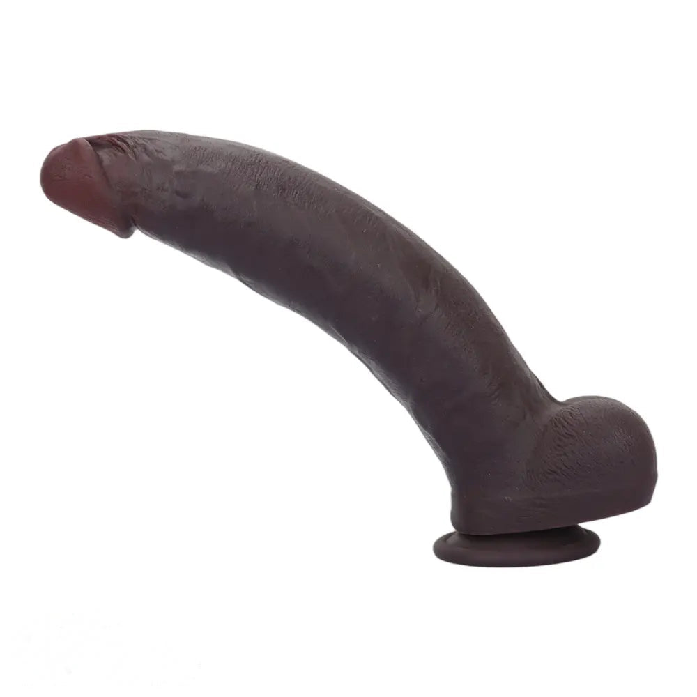12.59in Fine Texture Real Skin Dual Density Soft Curved Dildo Adult Product