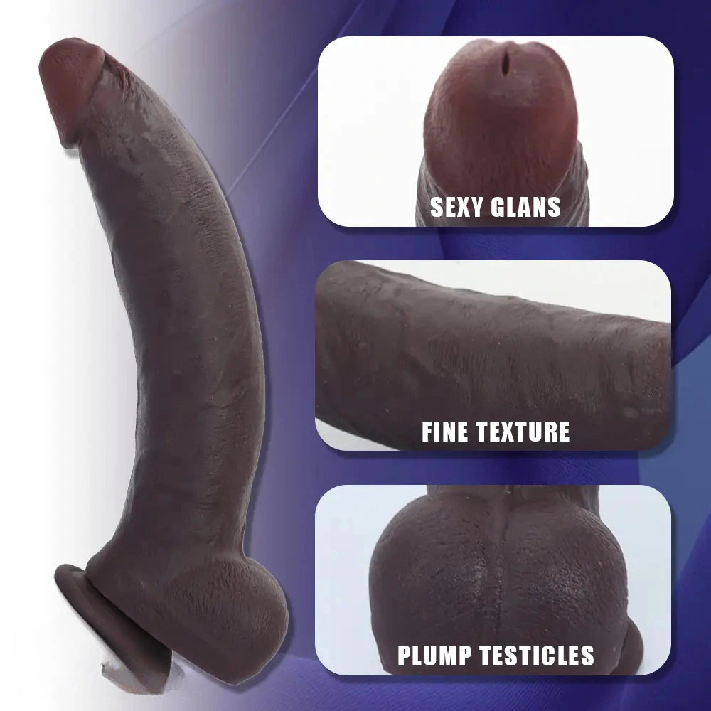 12.59in Fine Texture Real Skin Dual Density Soft Curved Dildo Adult Product