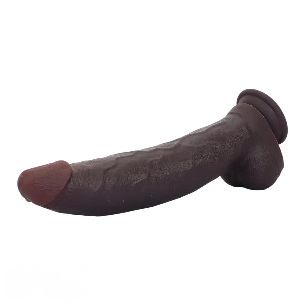 12.59in Fine Texture Real Skin Dual Density Soft Curved Dildo Adult Product