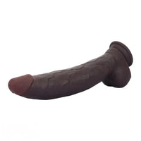 12.59in Fine Texture Real Skin Dual Density Soft Curved Dildo Adult Product