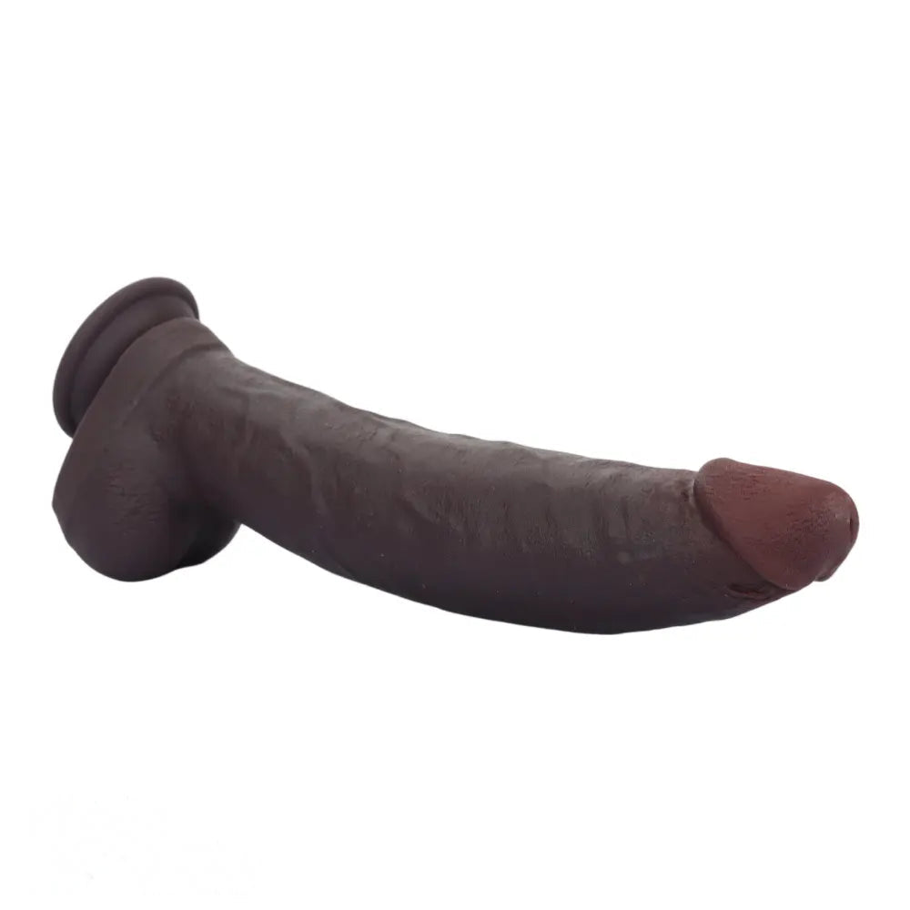 12.59in Fine Texture Real Skin Dual Density Soft Curved Dildo Adult Product