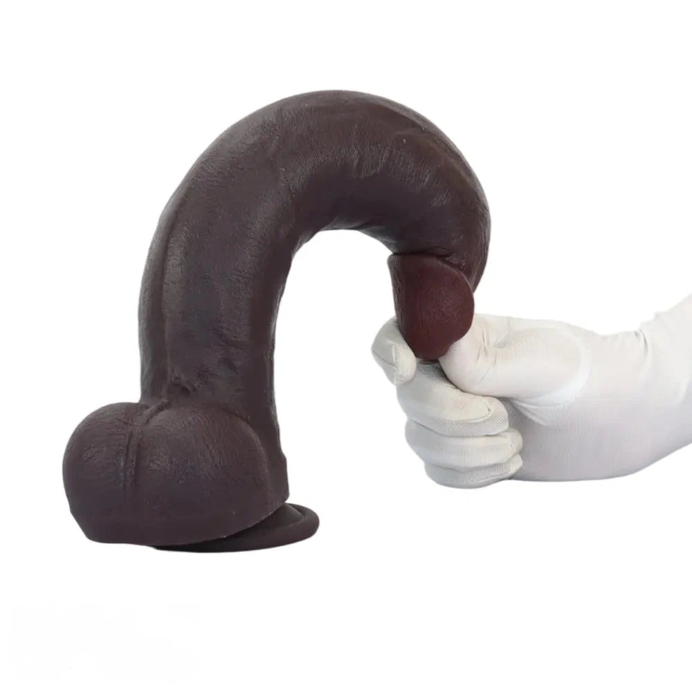 12.59in Fine Texture Real Skin Dual Density Soft Curved Dildo Adult Product