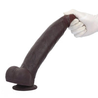 12.59in Fine Texture Real Skin Dual Density Soft Curved Dildo Adult Product