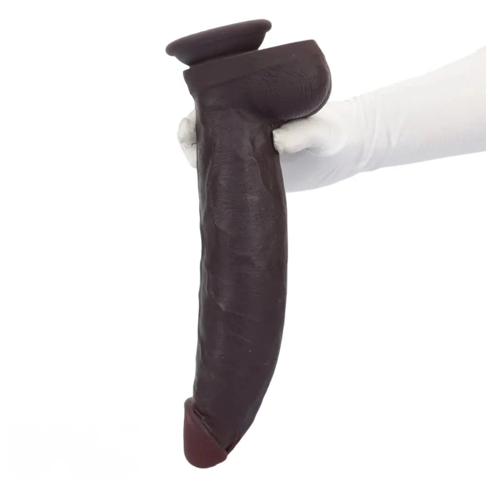 12.59in Fine Texture Real Skin Dual Density Soft Curved Dildo Adult Product