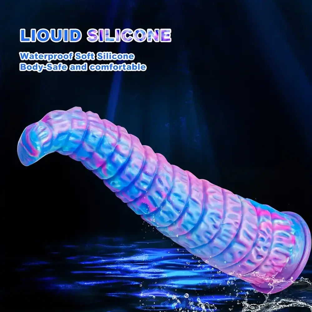 12.59in Monster Silicone Thick Tapered Head Raised Ridge Big Dildo