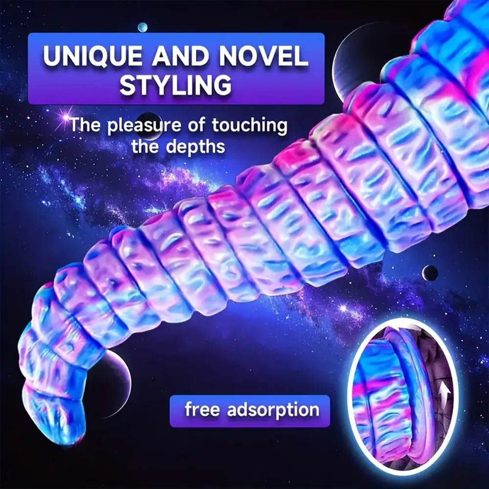 12.59in Monster Silicone Thick Tapered Head Raised Ridge Big Dildo