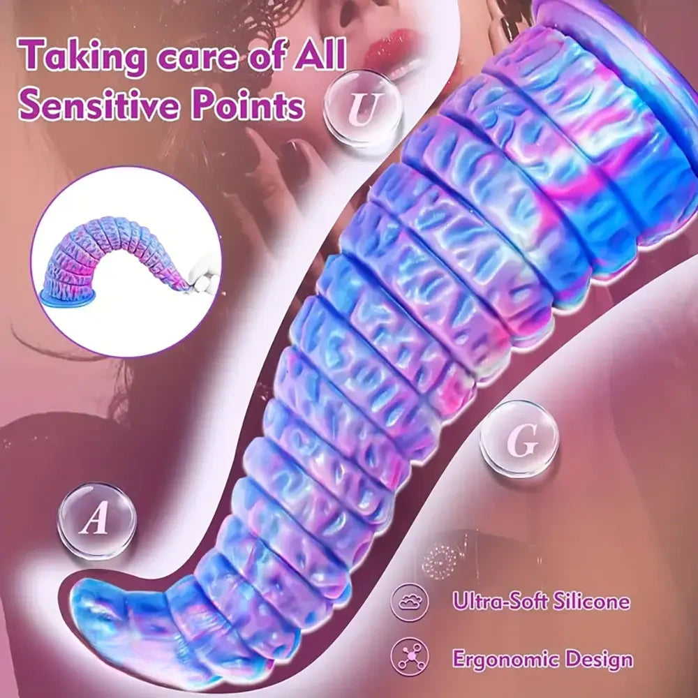 12.59in Monster Silicone Thick Tapered Head Raised Ridge Big Dildo