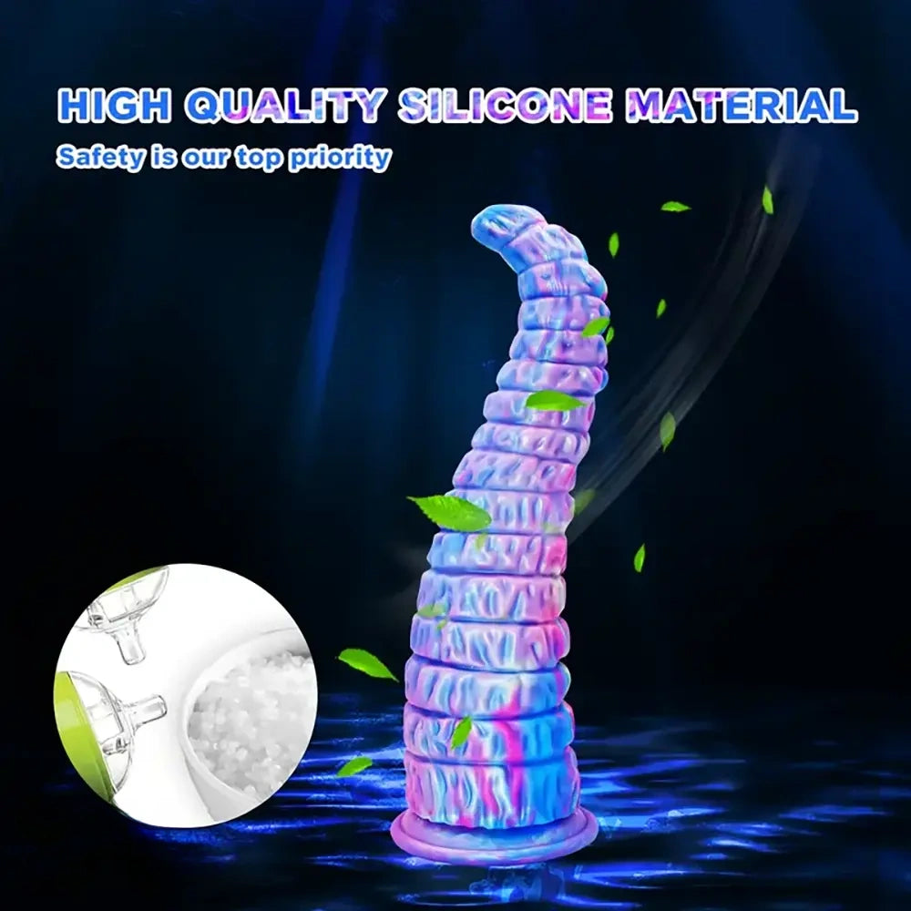 12.59in Monster Silicone Thick Tapered Head Raised Ridge Big Dildo