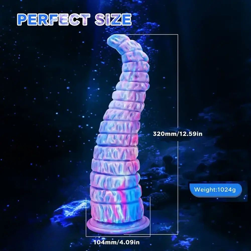 12.59in Monster Silicone Thick Tapered Head Raised Ridge Big Dildo