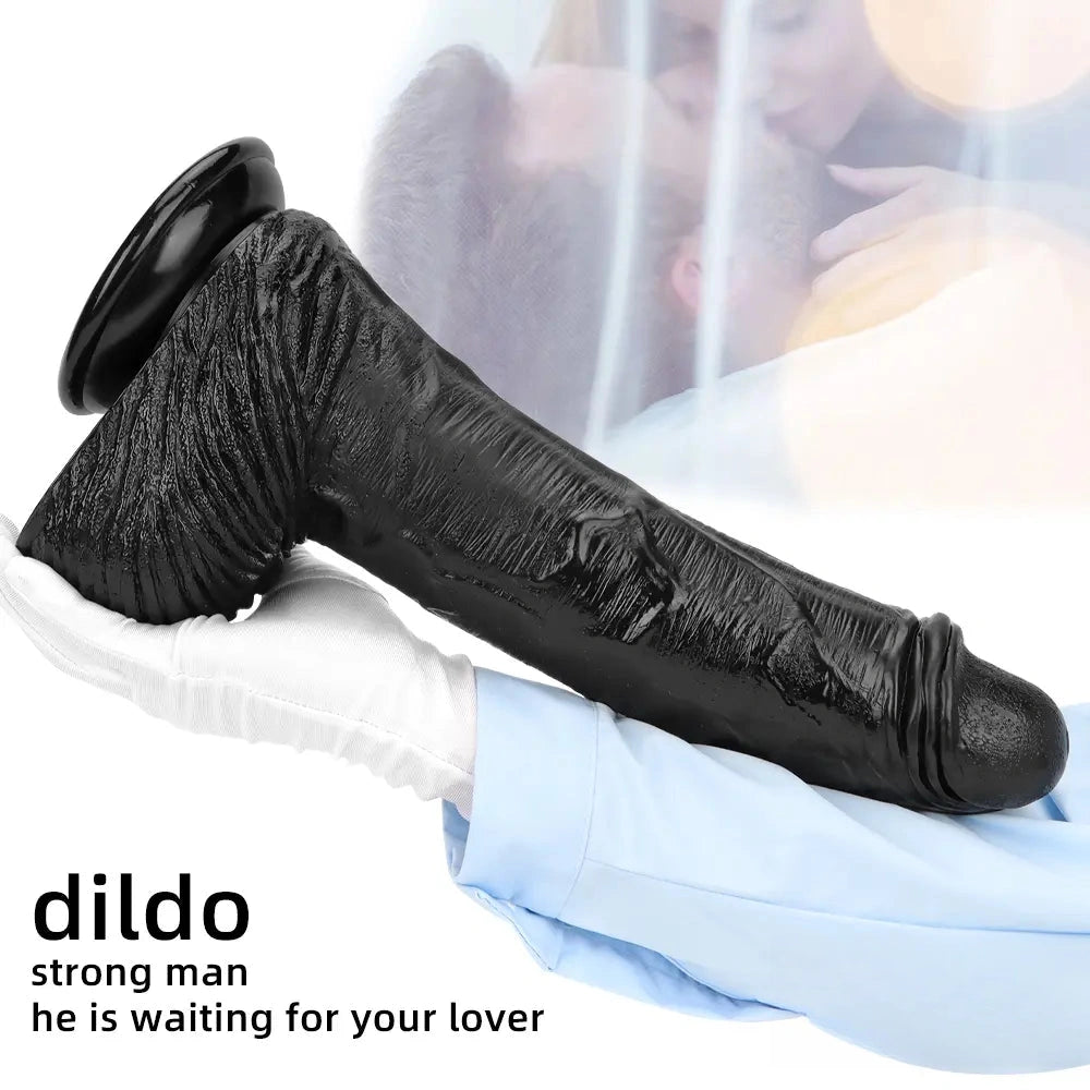 12.6in 14.17in Super Large Long Thick Black Real Anal Dildo For Adults