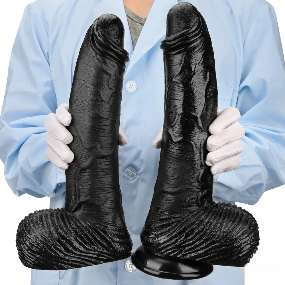 12.6in 14.17in Super Large Long Thick Black Real Anal Dildo For Adults
