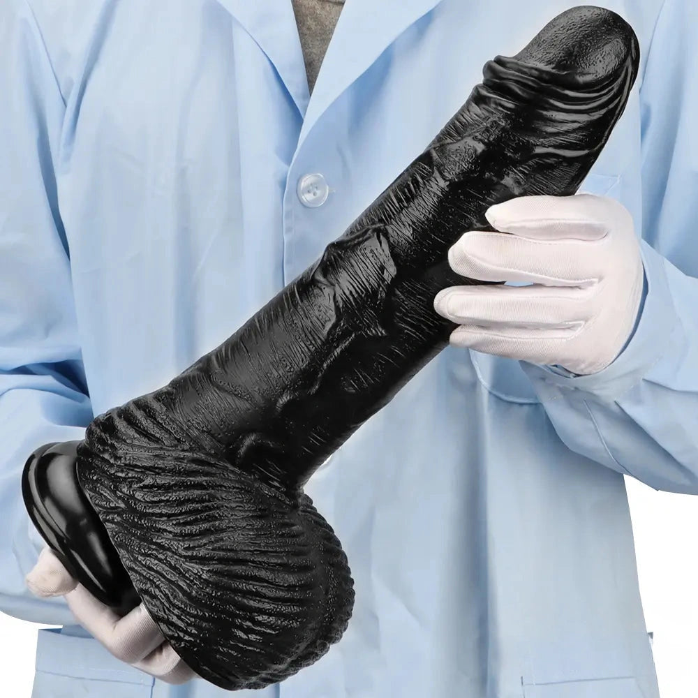 12.6in 14.17in Super Large Long Thick Black Real Anal Dildo For Adults