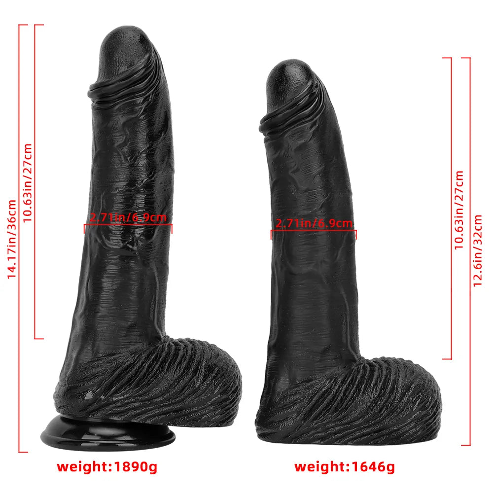 12.6in 14.17in Super Large Long Thick Black Real Anal Dildo For Adults