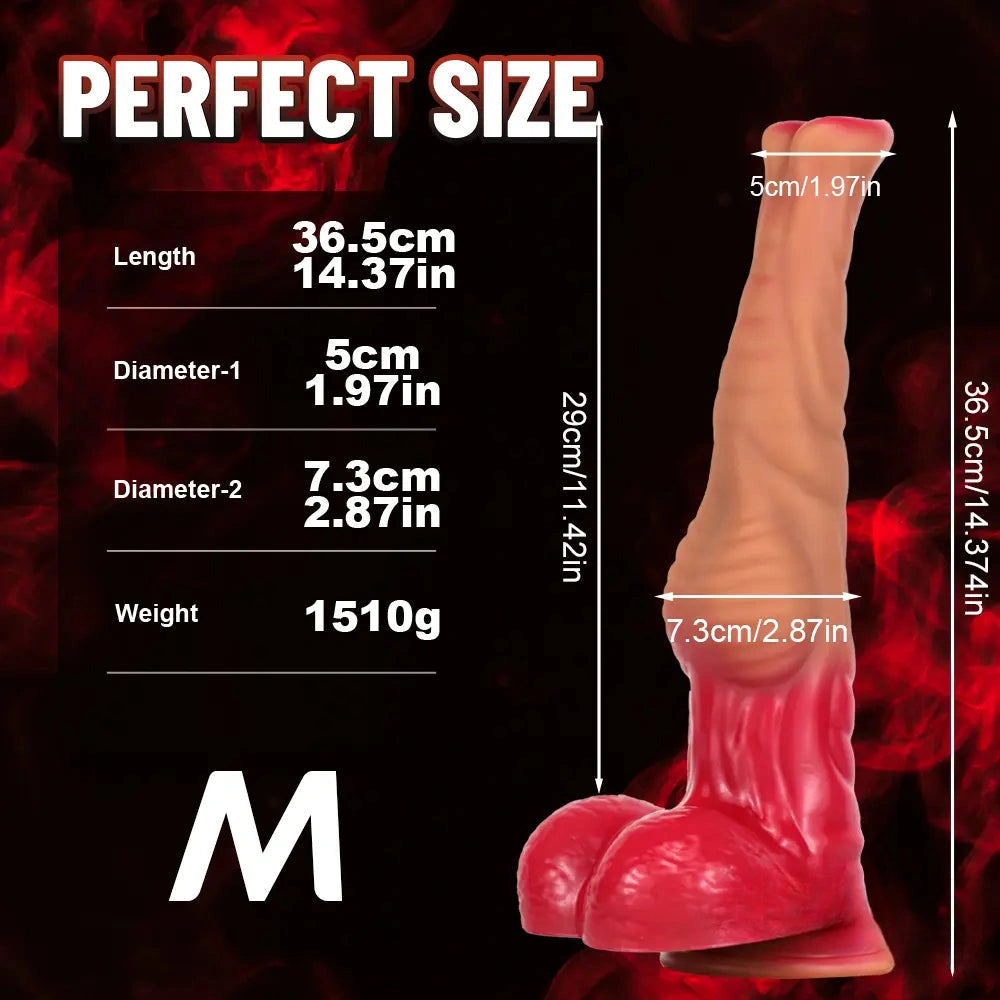 12.6in 14.37in 15.94in SML Liquid Silicone Animal Horse Cock Dildo Sex Toy