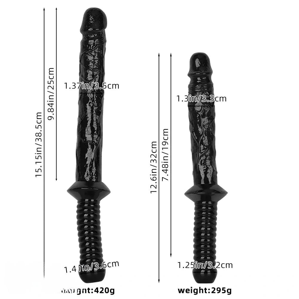 12.6in 15.15in Big PVC Sword Dildo With handle Anal Masturbator For Men