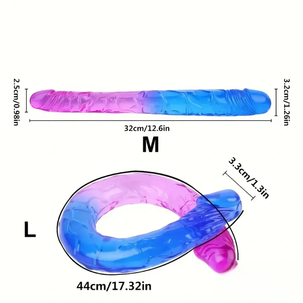 12.6in 17.32in Gradient Color Big Double Heads Dildo For G-Spot Vaginal Sex