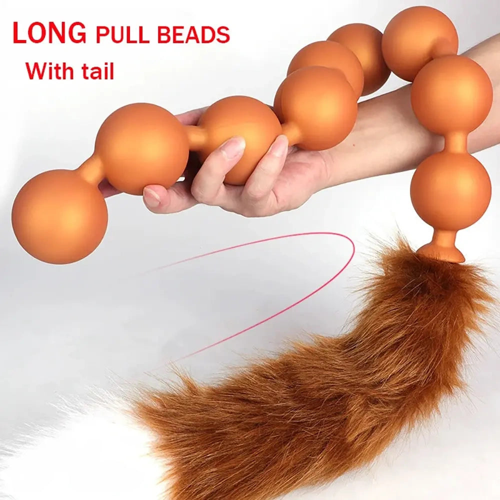12.6in 18.9in 25.59in Long Anal Beads BDSM Tail Big Butt Plug Dildo