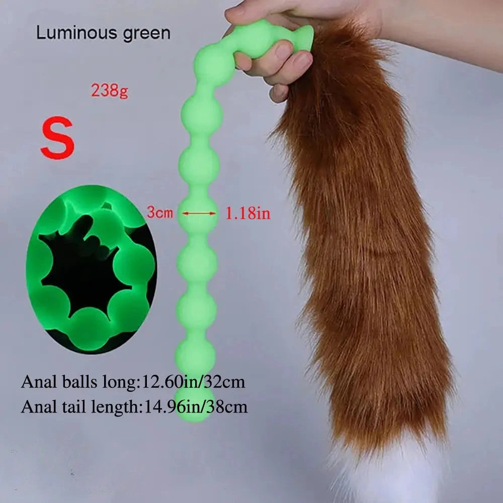 12.6in 18.9in 25.59in Long Anal Beads BDSM Tail Big Butt Plug Dildo