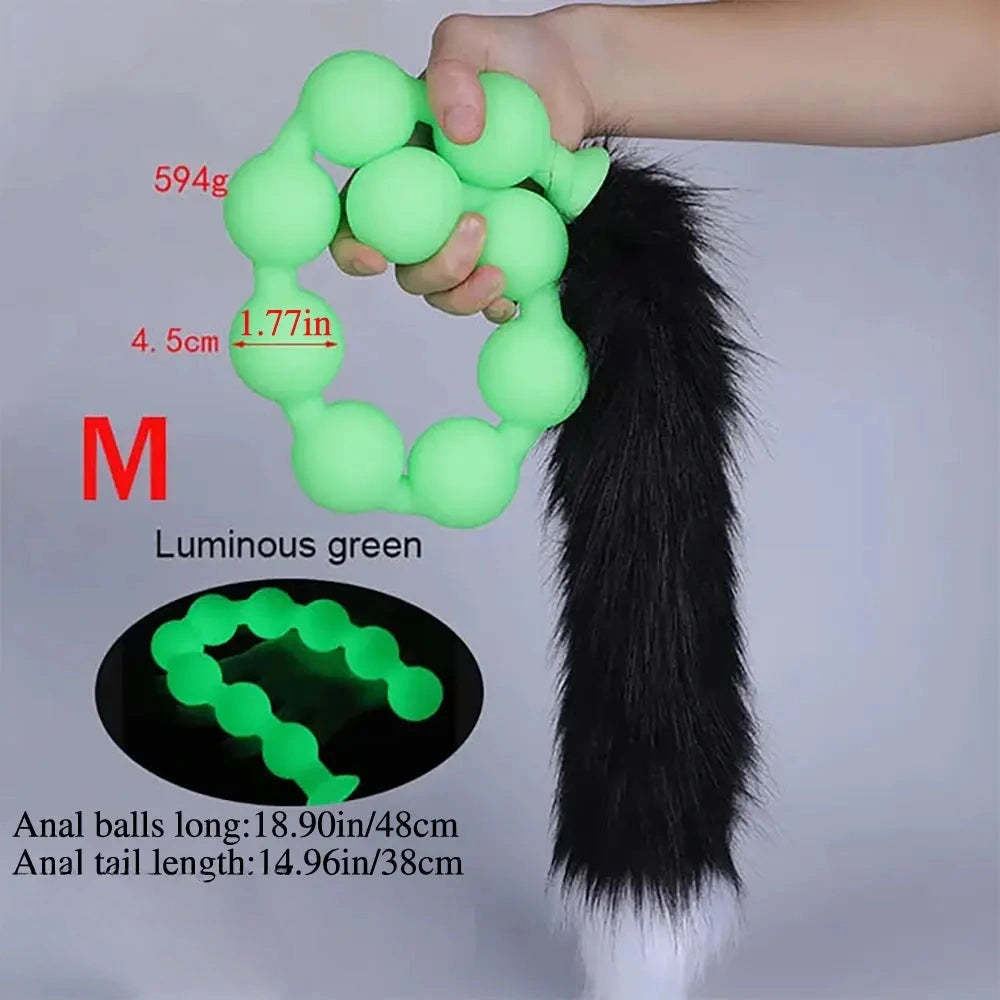 12.6in 18.9in 25.59in Long Anal Beads BDSM Tail Big Butt Plug Dildo