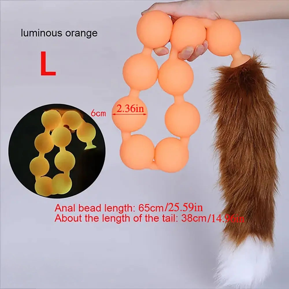12.6in 18.9in 25.59in Long Anal Beads BDSM Tail Big Butt Plug Dildo