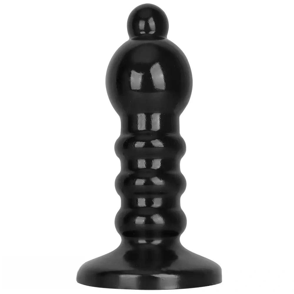 12.6in Black Pull Beads Thick Big Head Penis Anal Plug PVC Dildo