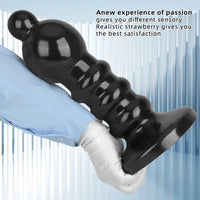 12.6in Black Pull Beads Thick Big Head Penis Anal Plug PVC Dildo