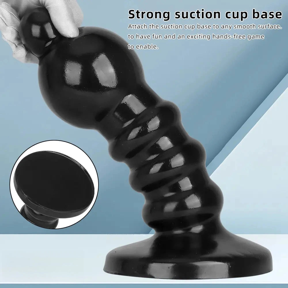 12.6in Black Pull Beads Thick Big Head Penis Anal Plug PVC Dildo