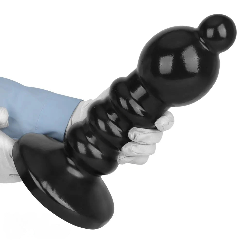 12.6in Black Pull Beads Thick Big Head Penis Anal Plug PVC Dildo