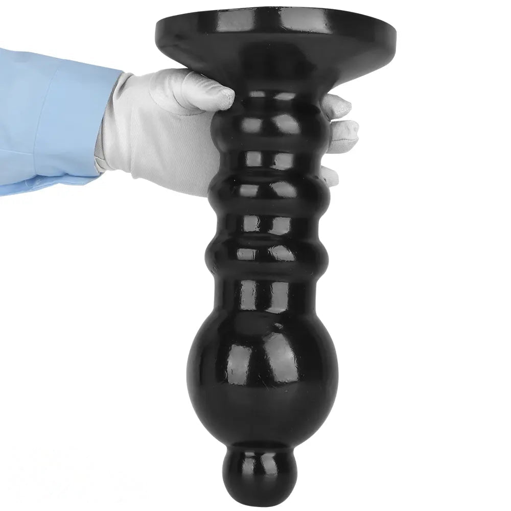 12.6in Black Pull Beads Thick Big Head Penis Anal Plug PVC Dildo