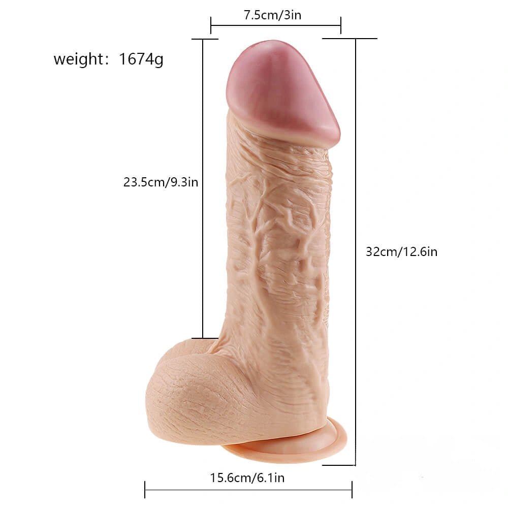 12.6in Realistic 12.6″ Big Thick Dildo With Powerful Sucker
