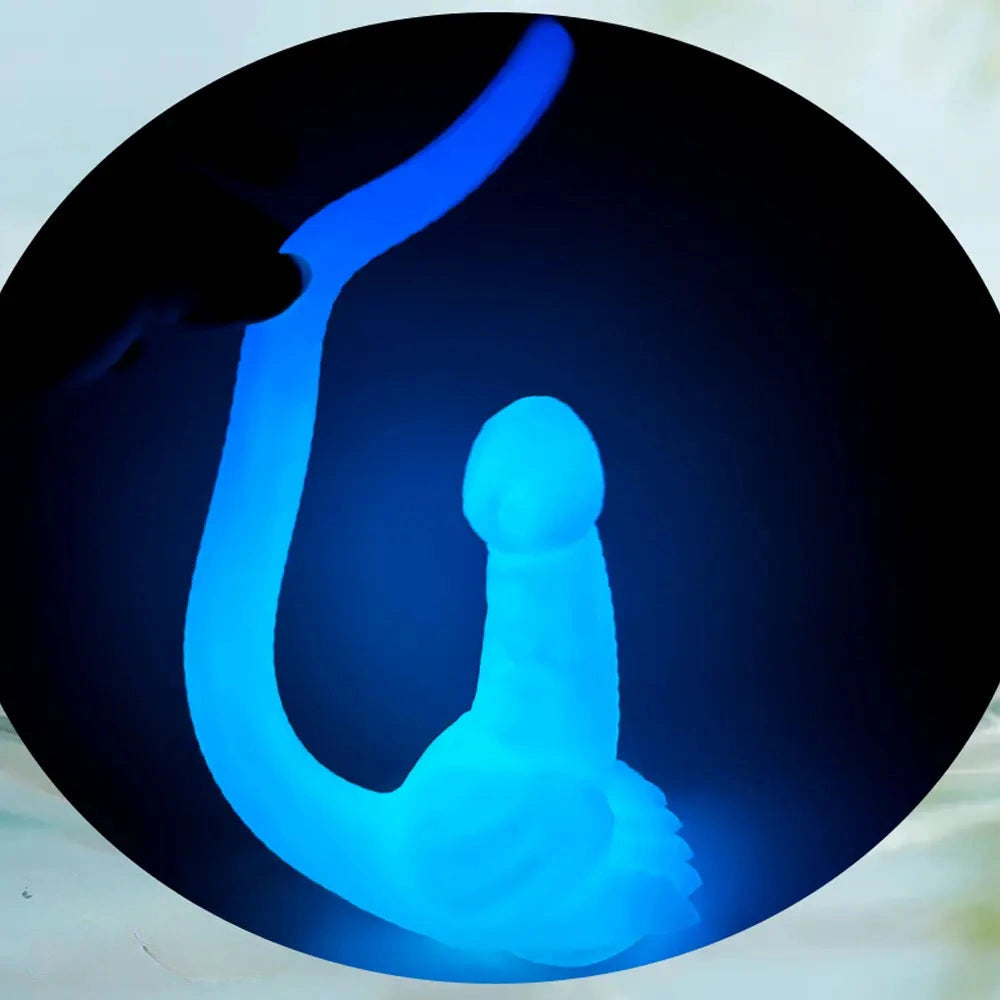 12.8in 15.35in Dinosaur Silicone Soft Big Glowing Dildo For Women Anal Sex